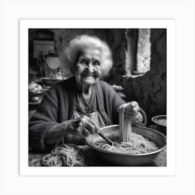 Grandmother Making Pasta Art Print