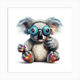 Koala With Headphones Art Print