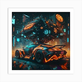 Pumpkin Car (Cyberpunk8) Art Print