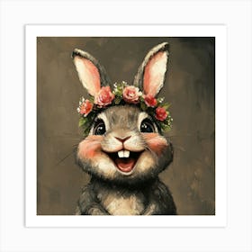 Bunny With Flowers Poster