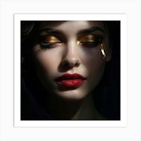 Single Tear Glistening With A Sweet Essence Contrasting Against A Dark Velvety Backdrop 3d Hyper Art Print