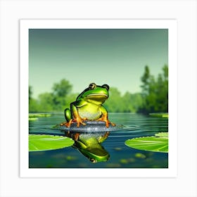 Frog on a lilypad Art Print