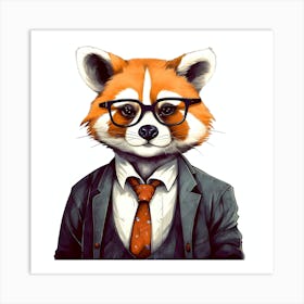 Red Panda In A Suit Art Print