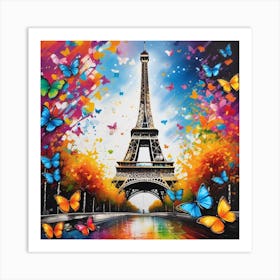 Paris Eiffel Tower Butterflies 2 Art Print