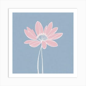 A White And Pink Flower In Minimalist Style Square Composition 374 Art Print