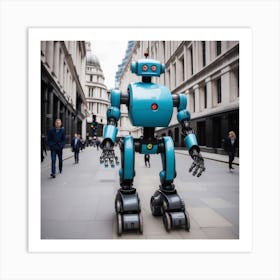 Robot On The Street 3 Art Print