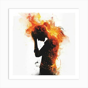 Woman In Flames 2 Art Print