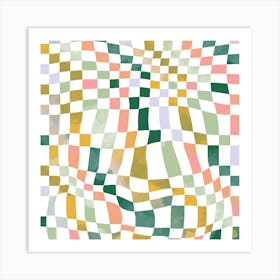 Squares Checker Nostalgic Square Art Print