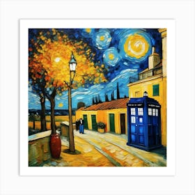 Tardis On The Terrace At Arles - Dr WHO & Van Gogh inspired Art Print 4 Art Print