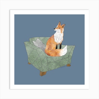 Mr Fox Square Art Print