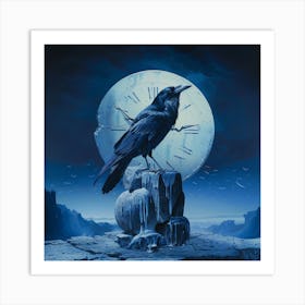 Crow in the Moon Art Print