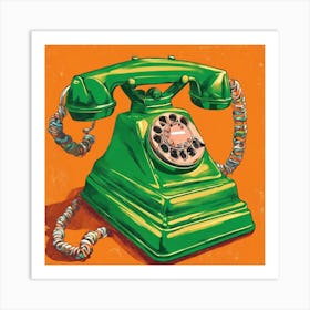 Green Telephone 1 Art Print