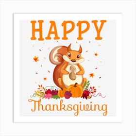 Retro Squirrel Happy Thanksgiving Matching Family Pajamas Art Print