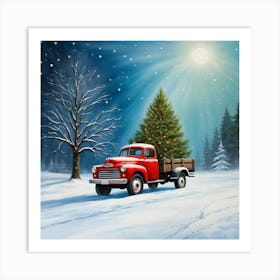 Winter Wonderland Christmas Truck Art Print