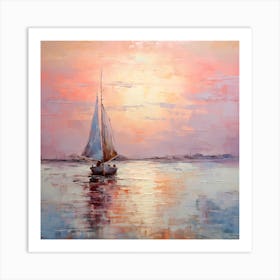 Monet's Sailboat Symphony in Magenta Art Print