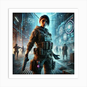 A Sci Fi Depiction Of Maya Ryen, The Fierce Leader Art Print