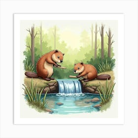 Beaver In The Forest Art Print