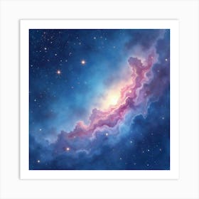 Celestial Watercolor Scene With Soft, Radiant Stars 1 Art Print