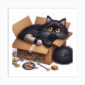 Cat In A Box 2 Art Print