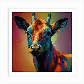 Colorful Cow Art Print