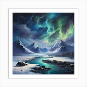 Craft An Artwork Of A Naturalistic Landscape With A Cosmic Sky Art Print