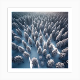 Aerial View Of Snowy Forest 18 Art Print