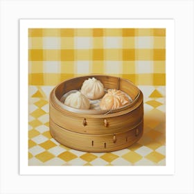 Dim Sum Selection Yellow Checkerboard Art Print