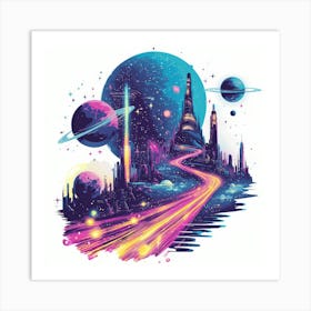 Space City.Generated AI. Wall Art Print 5 Affiche