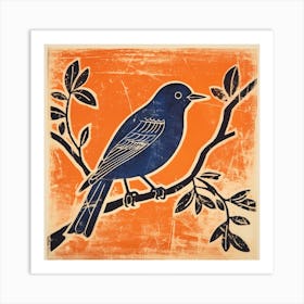 Retro Bird Lithograph Eastern Bluebird 1 Art Print