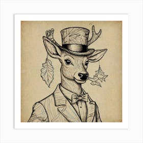 Deer In Tuxedo Art Print