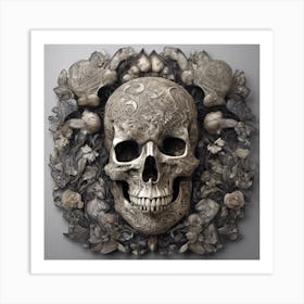 Skull And Roses Art Print