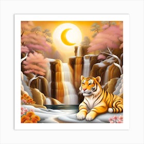 Tiger In The Moonlight Art Print