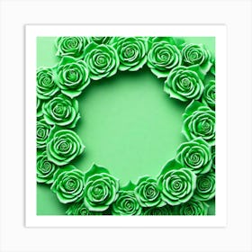 Green Roses In A Circle 2 Art Print