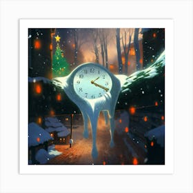 Christmas Clock Waiting Art Print