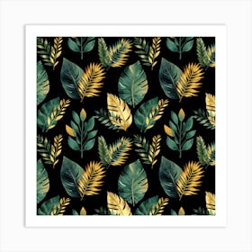 Tropical Leaves Seamless Pattern Art Print