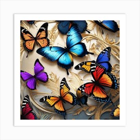 Butterflies In A Frame Art Print