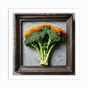 Top View Of Broccoli In A Frame Art Print