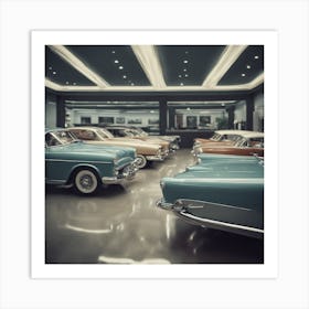 Classic Cars In A Showroom 2 Art Print