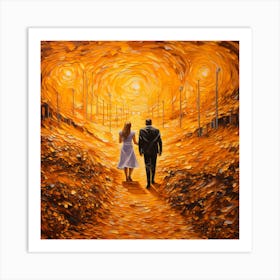 Couple Walking Down A Path Art Print