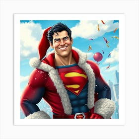 Flux Schnell A Jovial Superman Donning A Crimson Santalike Cos 3 Art Print