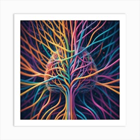 Colorful Brain With Colorful Wires Art Print