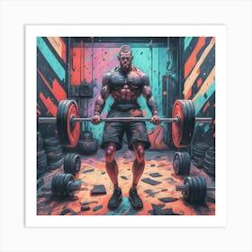 Motivational Picture Of Weightlift - Huge Man - Big Man Weightlifting - Iron Man working out Art Print