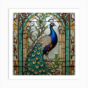 Peacock Stained Glass Art Print