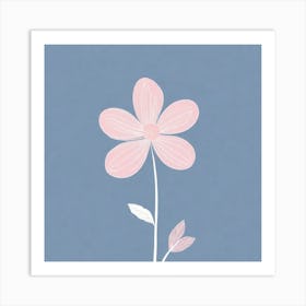 A White And Pink Flower In Minimalist Style Square Composition 519 Art Print