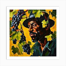 Abstract Oil With Very Small Brushstrokes And Strokes Grapes Wine Winemaking A French Winemaker Art Print