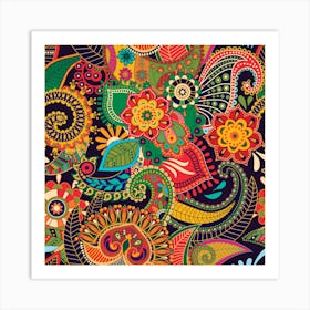 Paisley And Plants Art Print