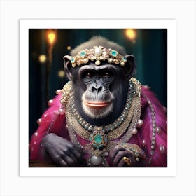 Bejewelled Chimpanzee. Who says you can’t be glamorous and wild at the same time? Art Print