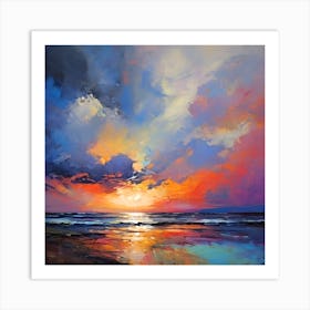 Abstract Colorful Ocean Sunset Art Print