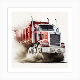 Red Dump Truck Art Print