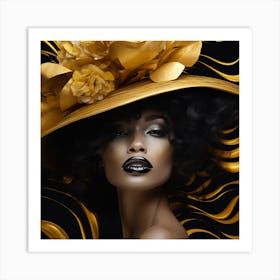 Afro-American Woman In Gold Hat Art Print